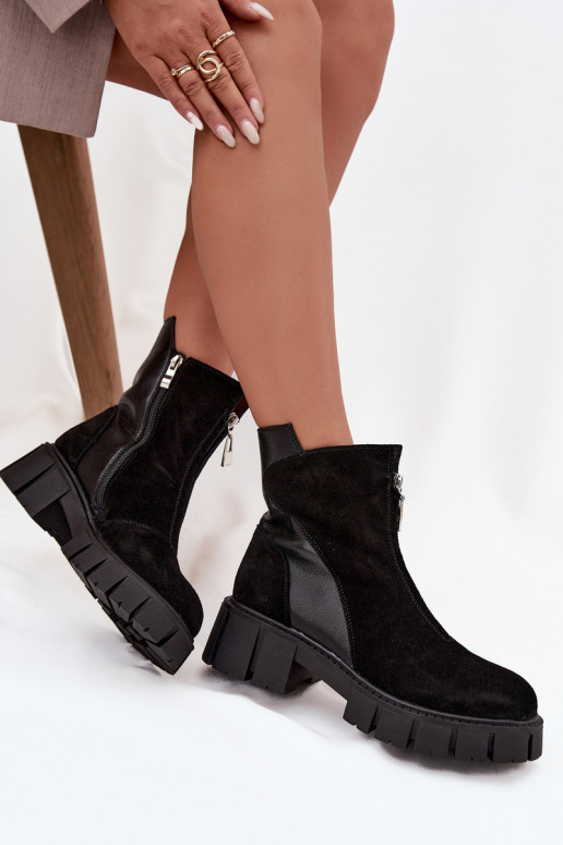 Dámske čižmyZapnutéturalnego zo semišuu zahriať sa D&A JC52-874 čierna Dámske čižmyZapnutéturalnego zo semišuu zahriať sa D&A JC52-874 čierna