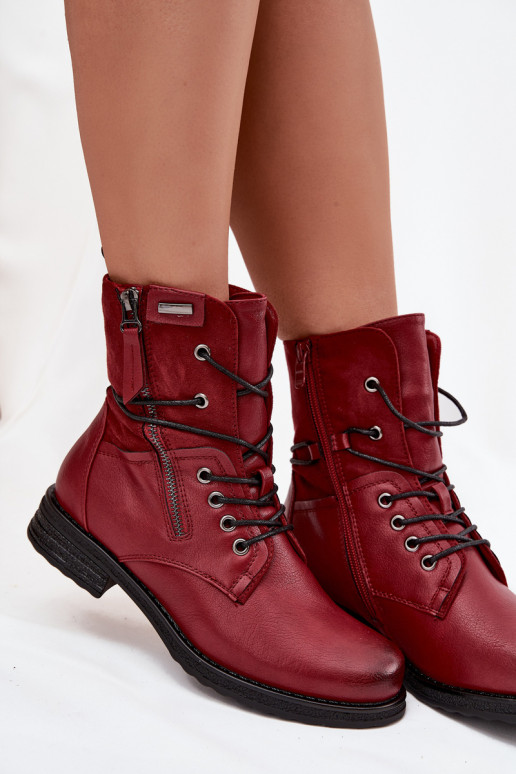 Módne masívne čižmy bordová Perfecto Módne masívne čižmy bordová Perfecto