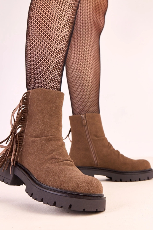 Hnedé Silia čižmy s strapcami na... Hnedé Silia čižmy s strapcami na...