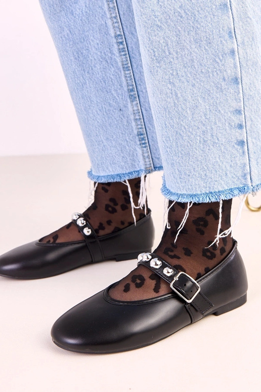 Čierne Faira baleríny s dekoratívnou...