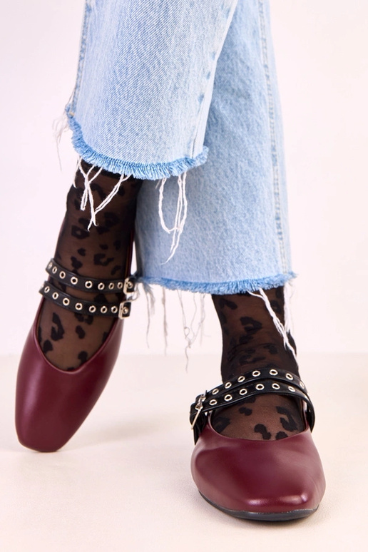 Tmavočervené Alfira baleríny s...