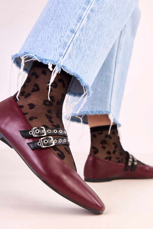 Tmavočervené Alfira baleríny s...