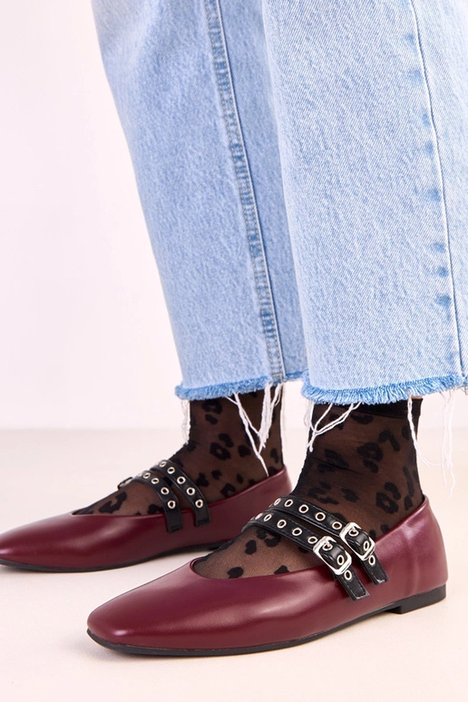 Tmavočervené Alfira baleríny s...