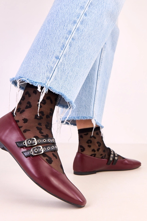 Tmavočervené Alfira baleríny s...