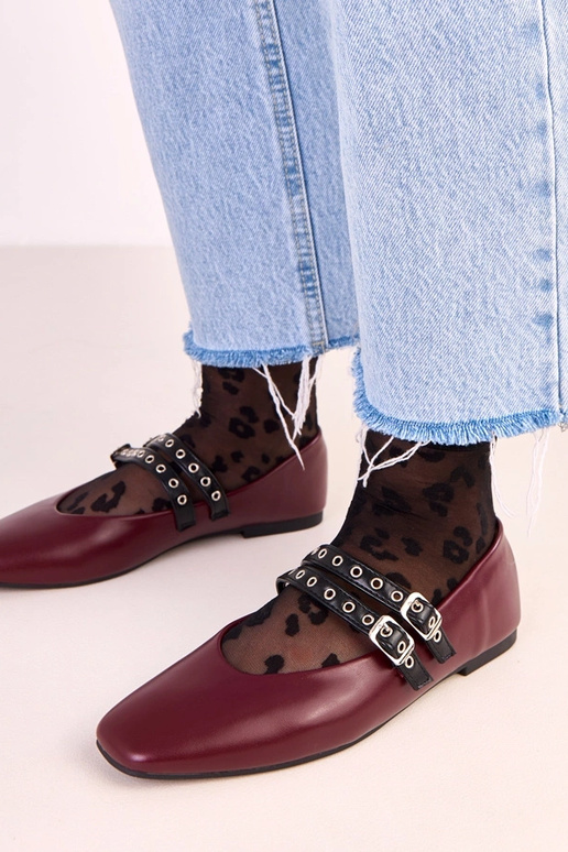 Tmavočervené Alfira baleríny s...