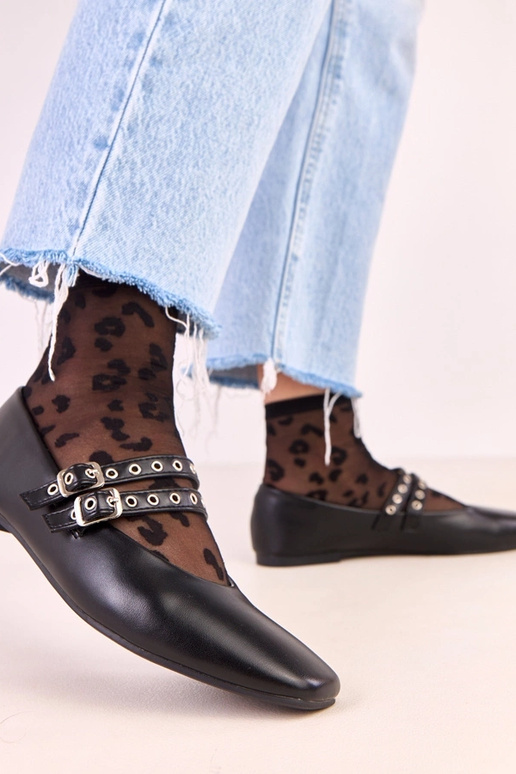 Čierne Alfira baleríny s obdĺžnikovou...