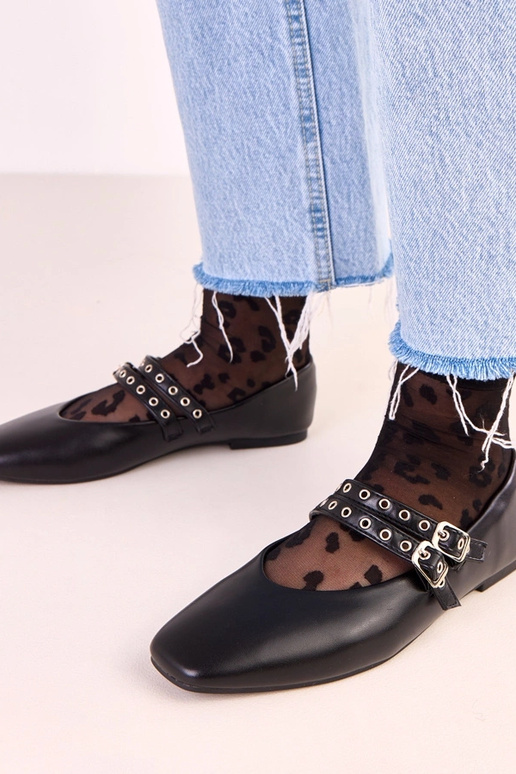 Čierne Alfira baleríny s obdĺžnikovou...