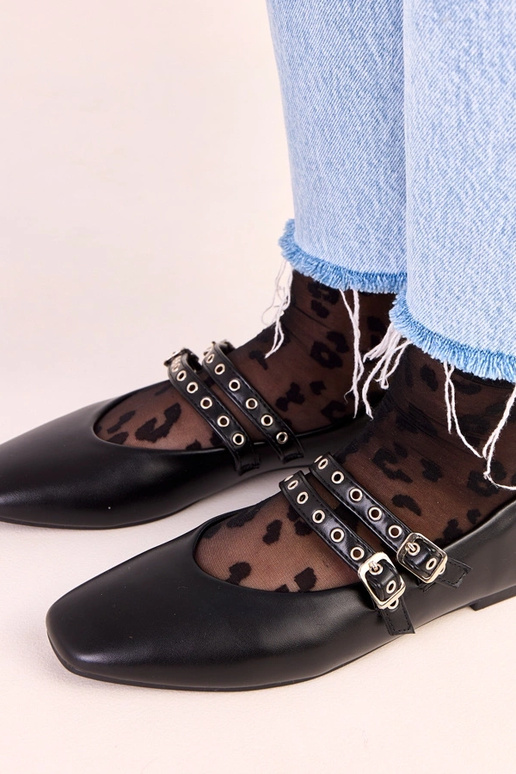 Čierne Alfira baleríny s obdĺžnikovou...