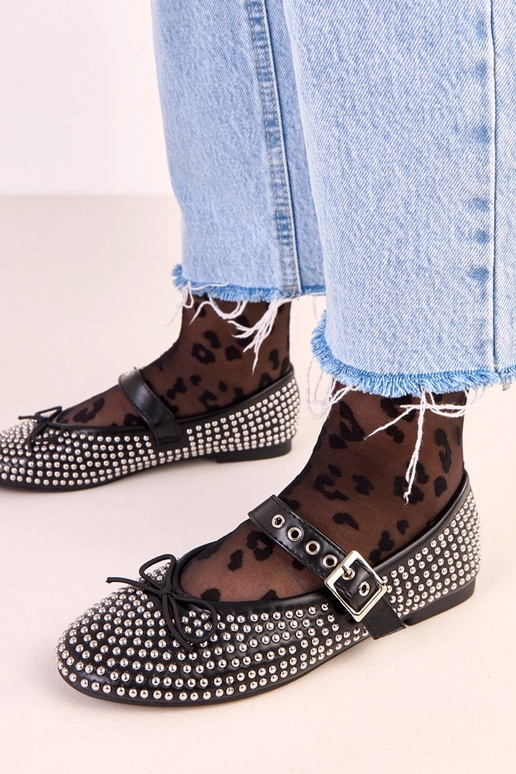 Čierne Mylie baleríny, dekorované...