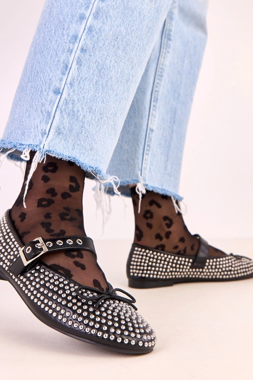 Čierne Mylie baleríny, dekorované...