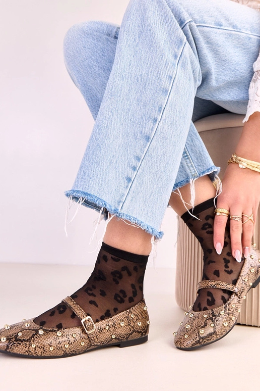 Hnedé Selena baleríny s motívom hadej...