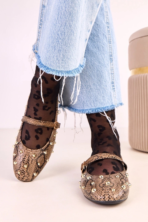 Hnedé Selena baleríny s motívom hadej...