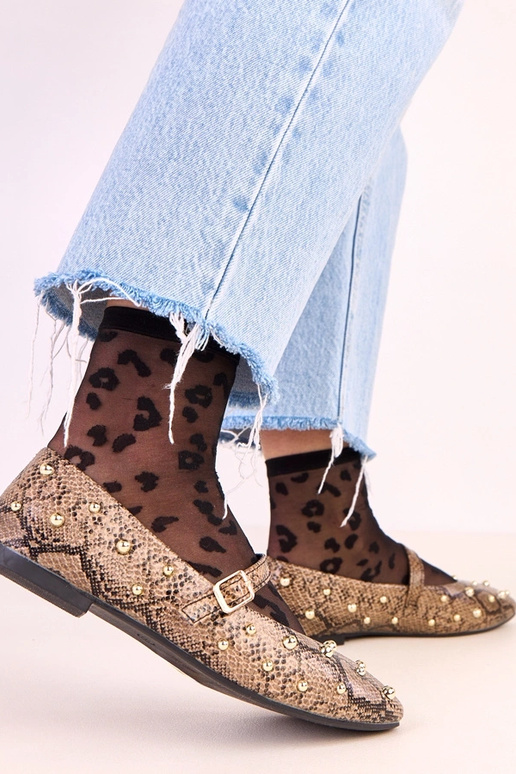 Hnedé Selena baleríny s motívom hadej...