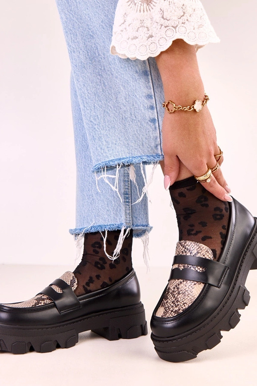 Čierne Loles mokasíny s motívom hadej... Čierne Loles mokasíny s motívom hadej...