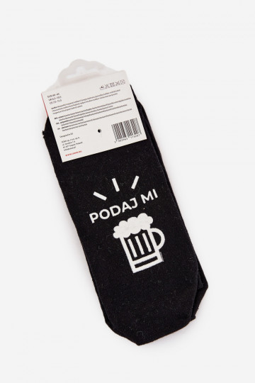 Pánske ponožky s nápisom "Podaj mi pivo" čiernej farby 2