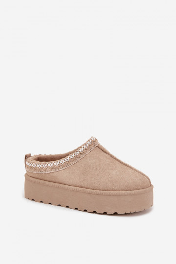 Snehule deti mládežHaftem s platformou béžová Jolisse