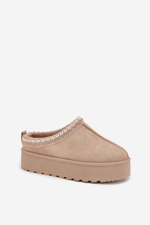 Snehule deti mládežHaftem s platformou béžová Jolisse