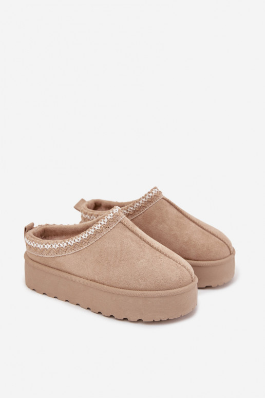 Snehule deti mládežHaftem s platformou béžová Jolisse