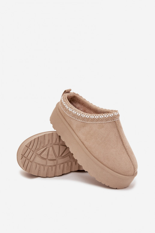 Snehule deti mládežHaftem s platformou béžová Jolisse