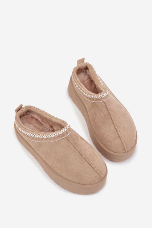 Snehule deti mládežHaftem s platformou béžová Jolisse