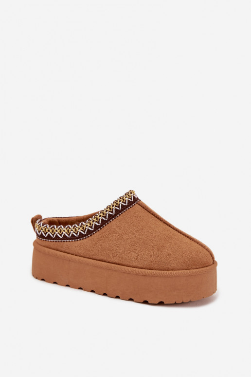 Snehule deti mládežHaftem s platformou Hnedá farba Jolisse