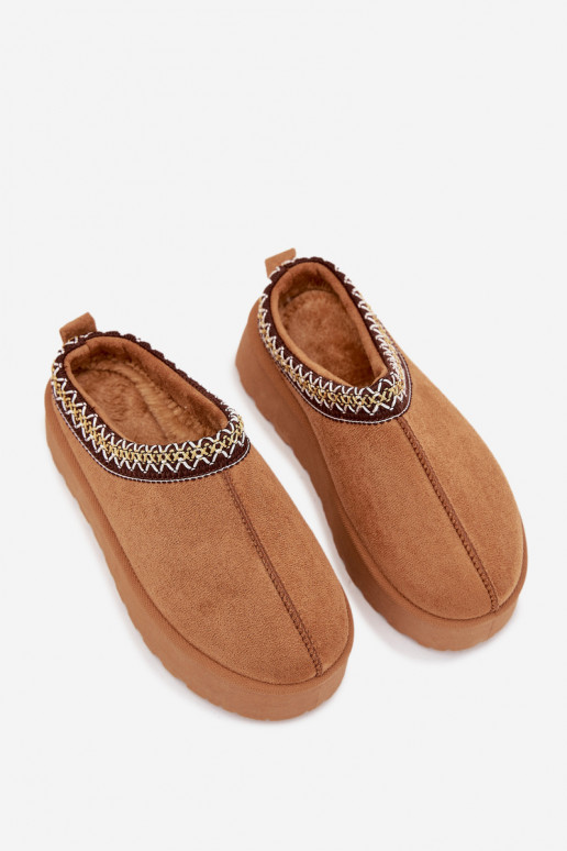 Snehule deti mládežHaftem s platformou Hnedá farba Jolisse