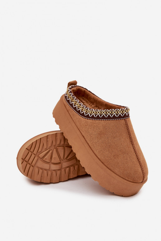 Snehule deti mládežHaftem s platformou Hnedá farba Jolisse