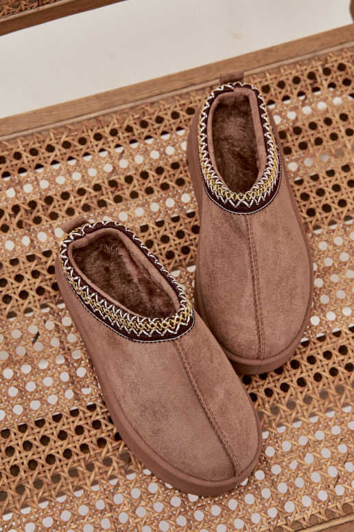 Snehule deti mládežHaftem s platformou khaki farby Jolisse