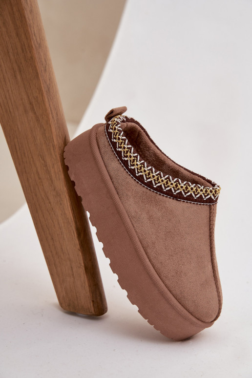 Snehule deti mládežHaftem s platformou khaki farby Jolisse