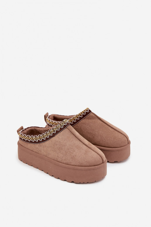 Snehule deti mládežHaftem s platformou khaki farby Jolisse