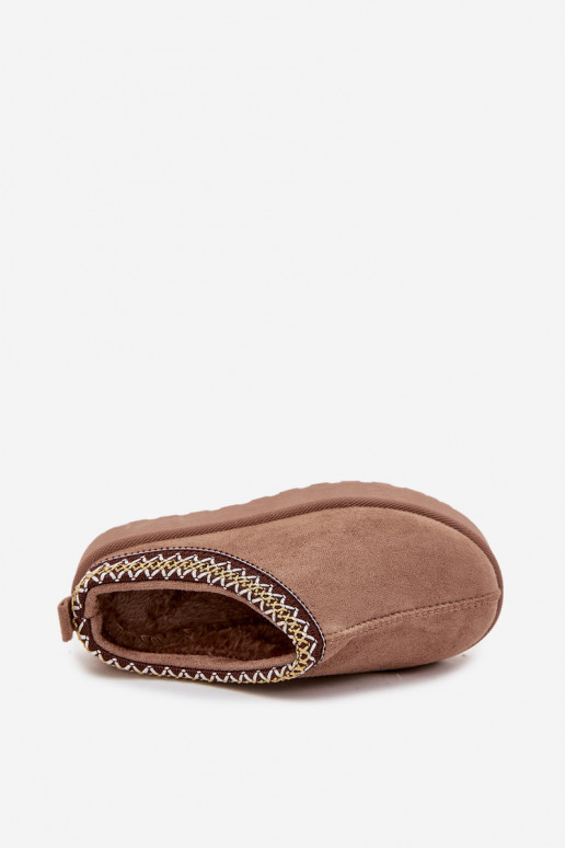 Snehule deti mládežHaftem s platformou khaki farby Jolisse