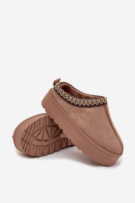 Snehule deti mládežHaftem s platformou khaki farby Jolisse