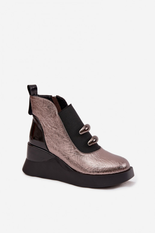 Dámske čižmy Zapnuté INedge D&A MR52-106 Kovové prevedenie Dámske čižmy Zapnuté INedge D&A MR52-106 Kovové prevedenie