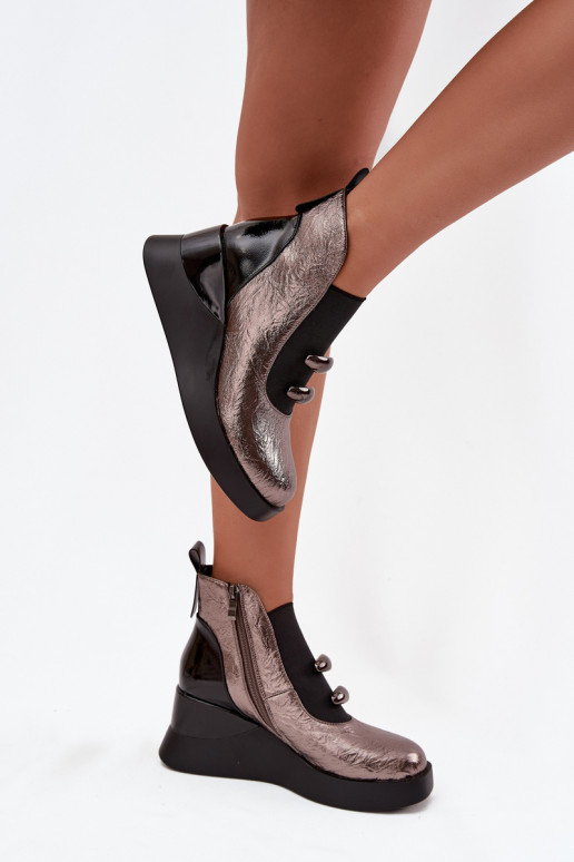 Dámske čižmy Zapnuté INedge D&A MR52-106 Kovové prevedenie Dámske čižmy Zapnuté INedge D&A MR52-106 Kovové prevedenie