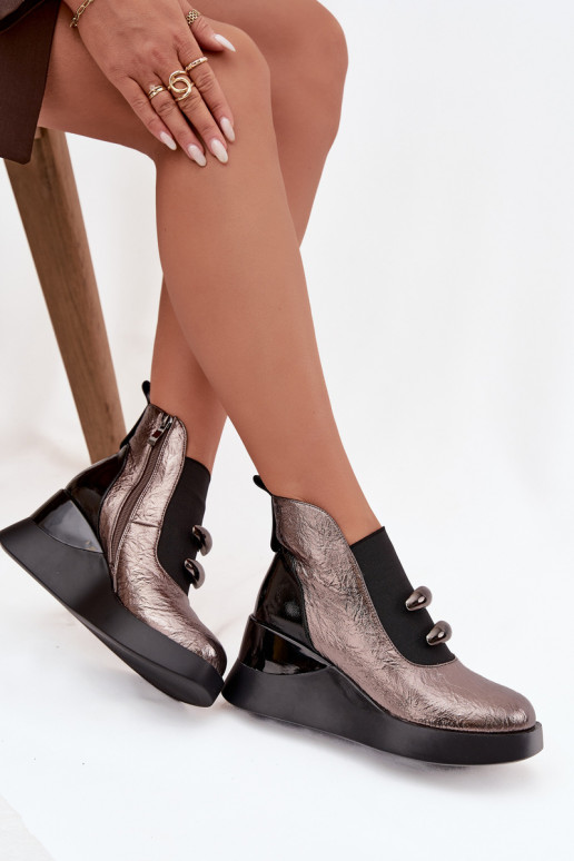 Dámske čižmy Zapnuté INedge D&A MR52-106 Kovové prevedenie Dámske čižmy Zapnuté INedge D&A MR52-106 Kovové prevedenie