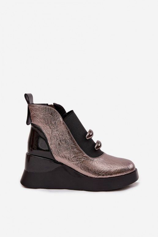 Dámske čižmy Zapnuté INedge D&A MR52-106 Kovové prevedenie Dámske čižmy Zapnuté INedge D&A MR52-106 Kovové prevedenie