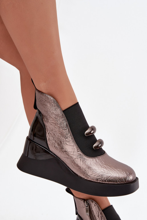 Dámske čižmy Zapnuté INedge D&A MR52-106 Kovové prevedenie Dámske čižmy Zapnuté INedge D&A MR52-106 Kovové prevedenie