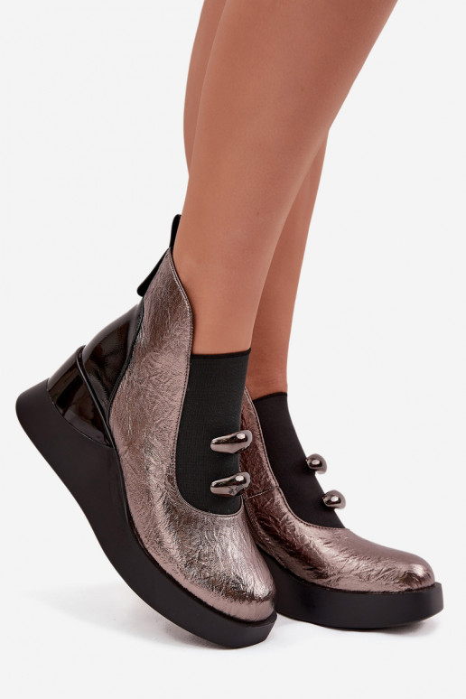 Dámske čižmy Zapnuté INedge D&A MR52-106 Kovové prevedenie Dámske čižmy Zapnuté INedge D&A MR52-106 Kovové prevedenie