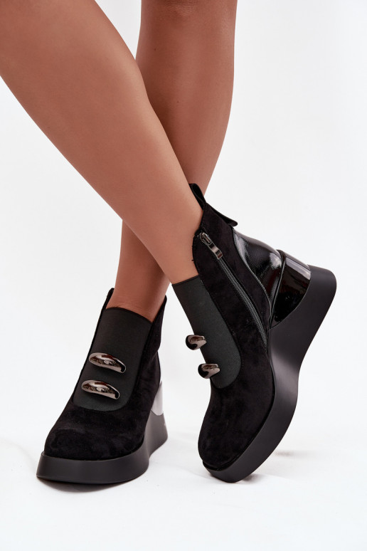 Dámske čižmy Zapnuté INedge D&A MR52-106 čierna Dámske čižmy Zapnuté INedge D&A MR52-106 čierna