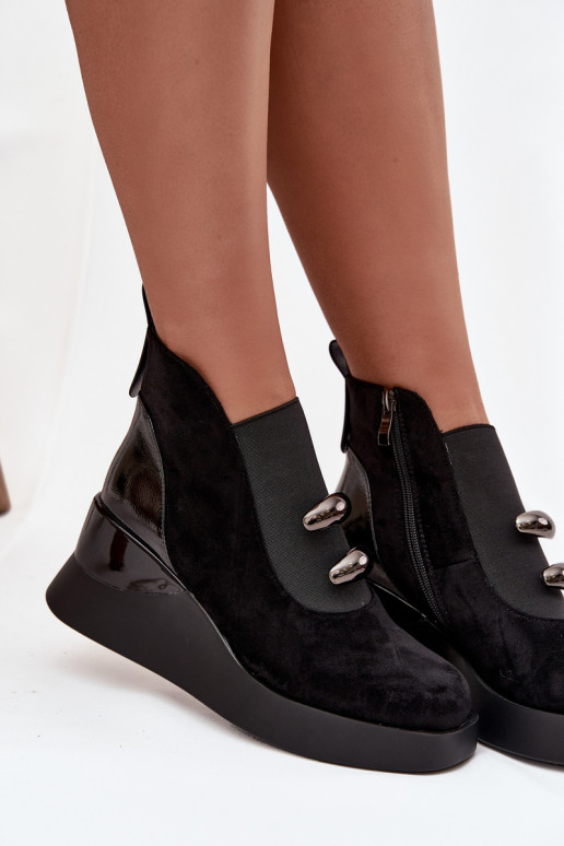 Dámske čižmy Zapnuté INedge D&A MR52-106 čierna Dámske čižmy Zapnuté INedge D&A MR52-106 čierna