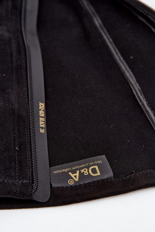 dámske čižmy Zapnuté Klocku S ozdobnou mašličkou D&A JC52-828 čierna dámske čižmy Zapnuté Klocku S ozdobnou mašličkou D&A JC52-828 čierna