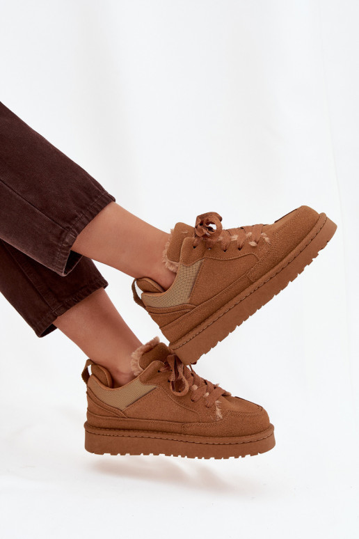 Tenisky model obuvi Dámske zahriať sa s kožušinou vo vnútri Hnedá farba Cyrissa Tenisky model obuvi Dámske zahriať sa s kožušinou vo vnútri Hnedá farba Cyrissa