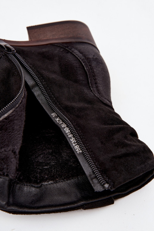 Dámske čižmy Zapnuté nízkom opätku S volánikmi zahriať sa čierna Gracia Dámske čižmy Zapnuté nízkom opätku S volánikmi zahriať sa čierna Gracia