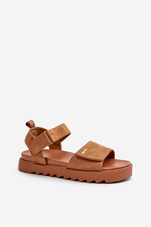 Dámske Semišové sandále s platformou Big Star NN274705 Hnedá farba Dámske Semišové sandále s platformou Big Star NN274705 Hnedá farba