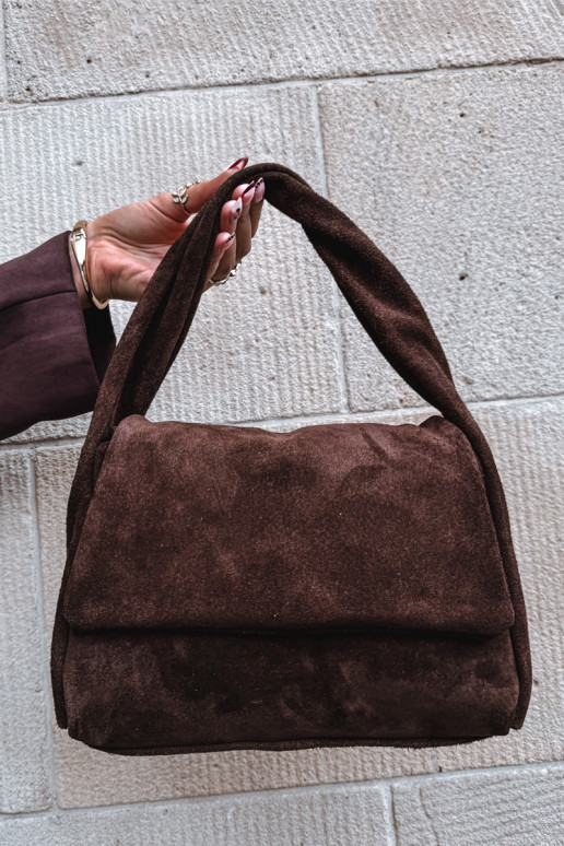 Skórzana zo semišuoIna Kabelka CzekoladoIna Monelle