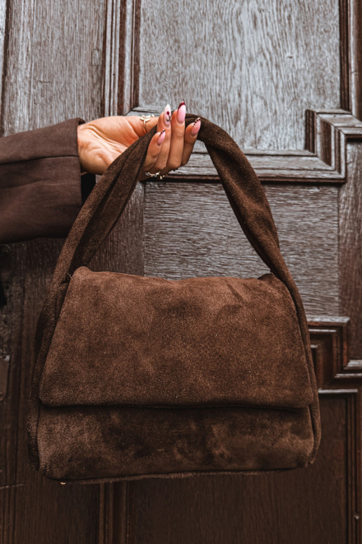 Skórzana zo semišuoIna Kabelka CzekoladoIna Monelle