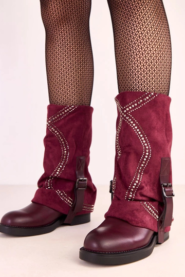 Bordové čižmy s preloženou...