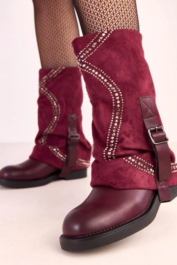 Bordové čižmy s preloženou... 2