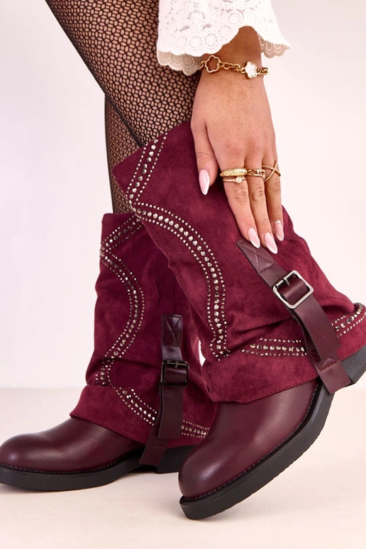 Bordové čižmy s preloženou špicou,...