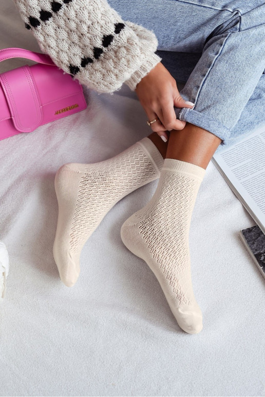 Ponožky Dámske s prvkami prelamovania slonovina Ponožky Dámske s prvkami prelamovania slonovina